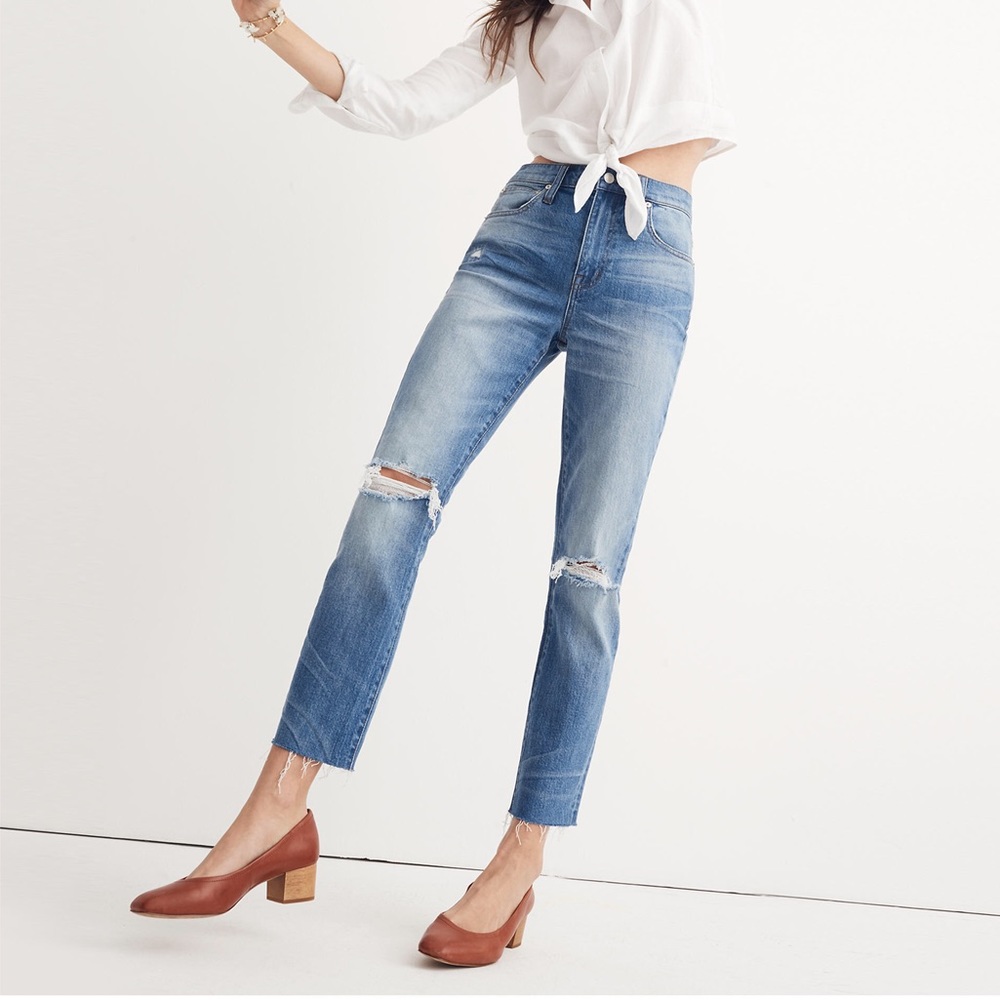 Madewell The High-Rise Slim Boyjean Knee Rip Edition Size 26